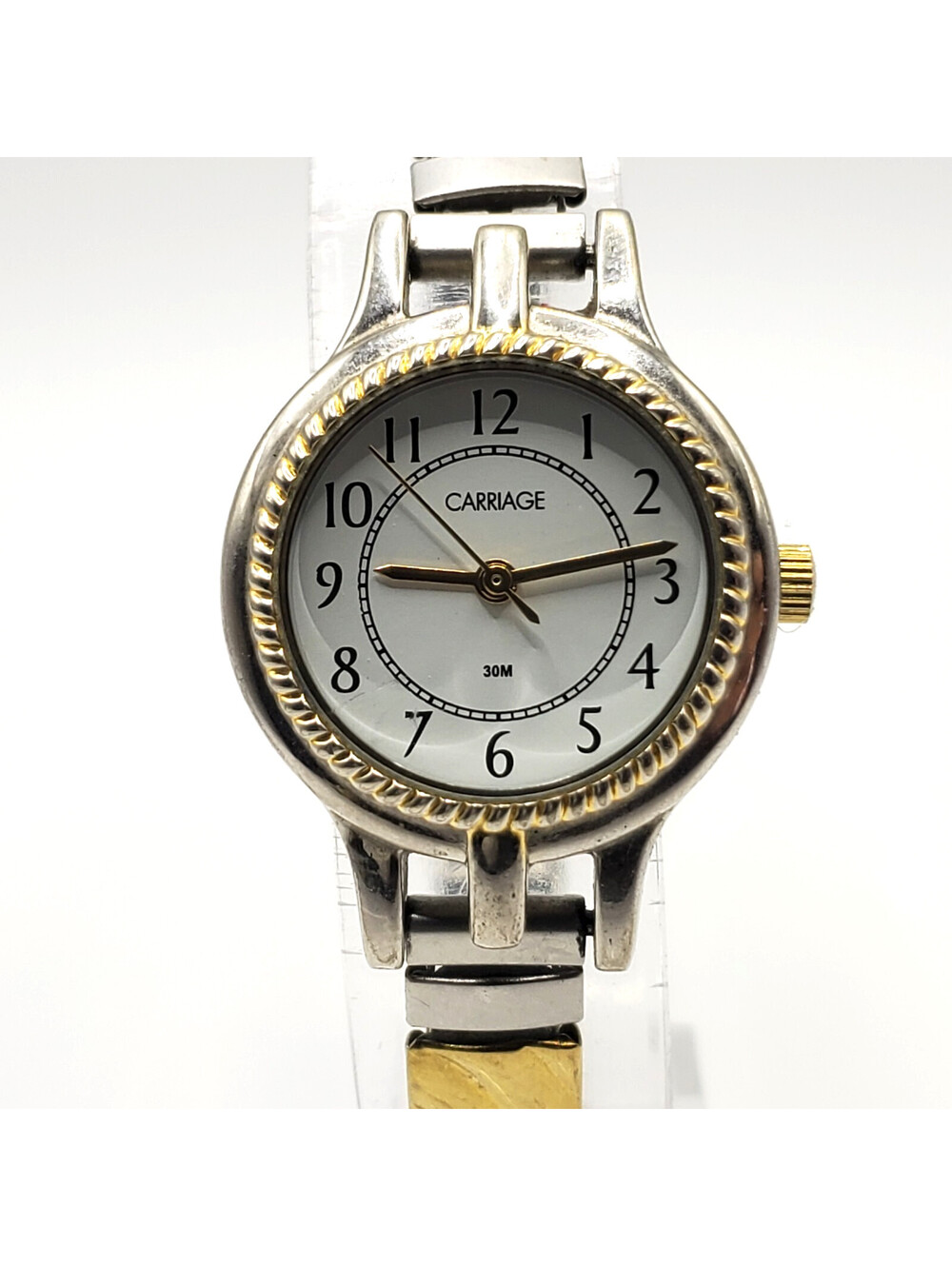 Timex Carriage Womens Watch 22mm Two-Tone Stretch Band New Battery